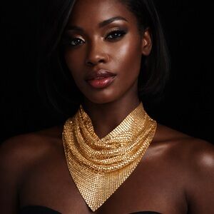 Large Gold Mesh Disco Scarf Bandanna Necklace